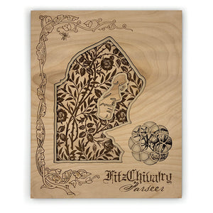 Fitz Chivalry - From our Realm of the Elderling character collection. This was created from 3 stacked layers of 1/4" birch plywood.