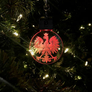 White Eagle Wearable Holiday Ornament • LED Ornament looks equally cool on your tree or wear as a necklace with the included lanyard. 